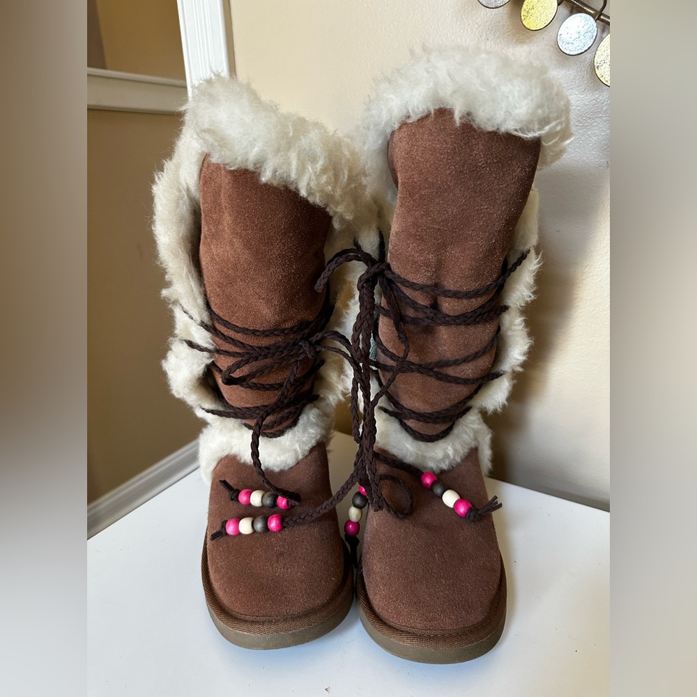 Ukala Sydney Penny High Shearling Boots SZ 8